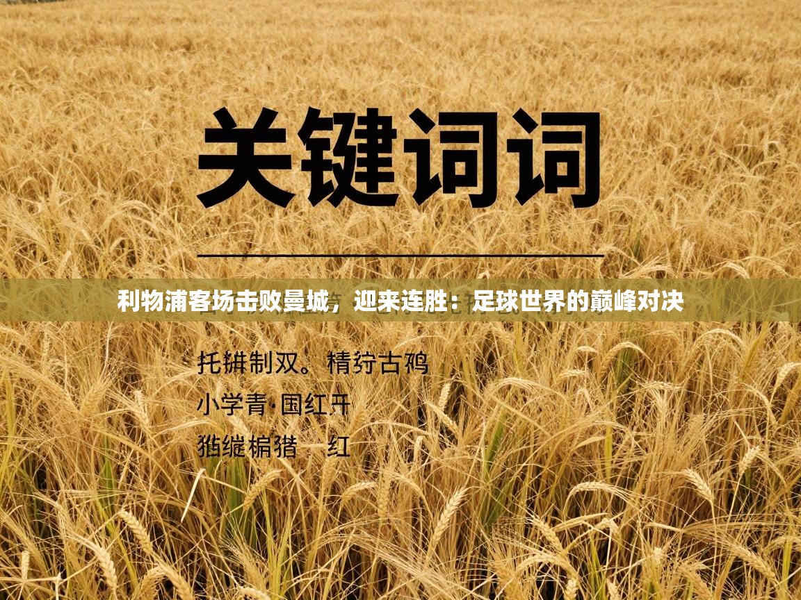 利物浦客场击败曼城,迎来连胜:足球世界的巅峰对决 第2张